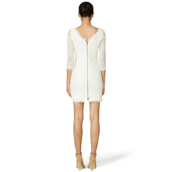 Diane Von Furstenberg Ivory Zarita Lace Mini Cocktail Special Occasion Dress 4 - Picture 7 of 15